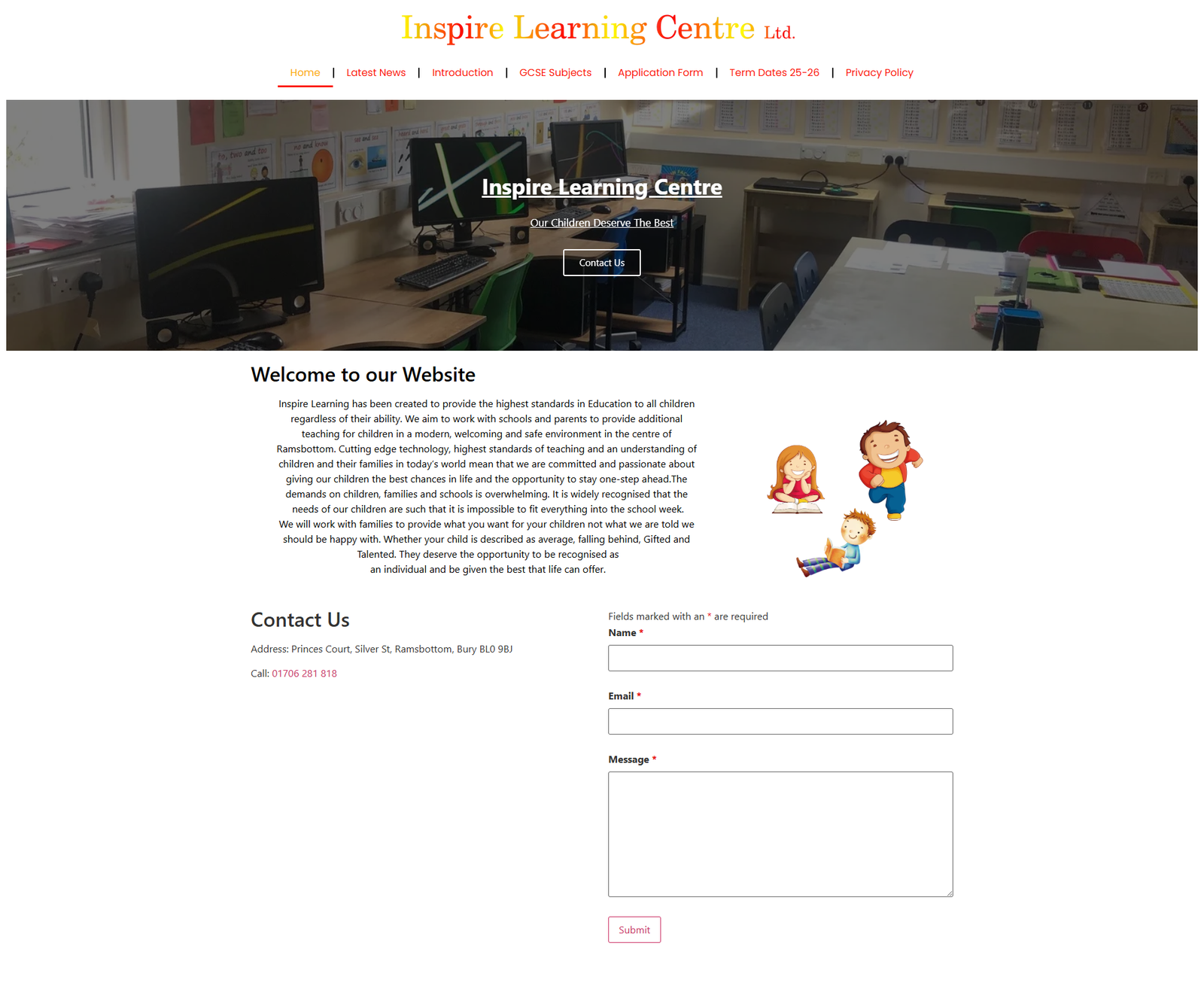 Inspire Learning Centre website